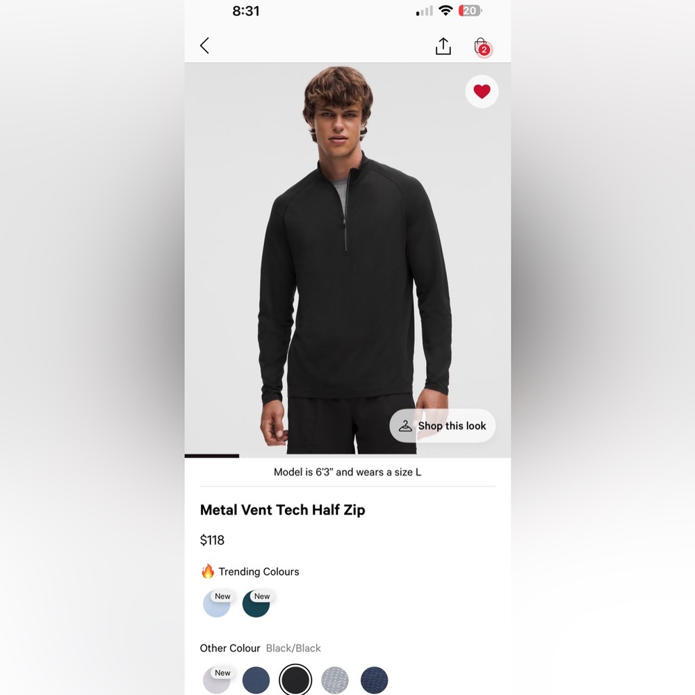 Men’s Lululemon Metal Vent Tech Half Zip